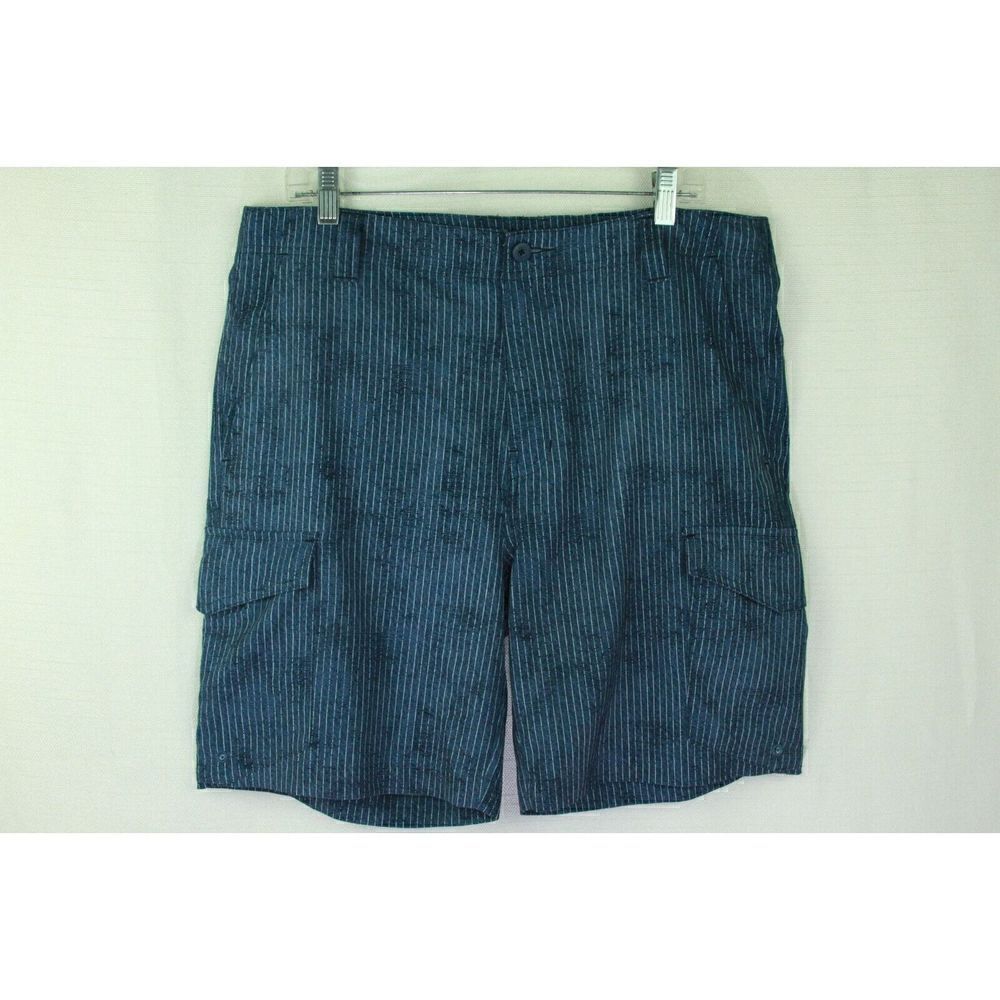 Subculture Shorts Blue Stripe Zip Mesh Pockets Hybrid Stretch 8" Inseam Mens 34